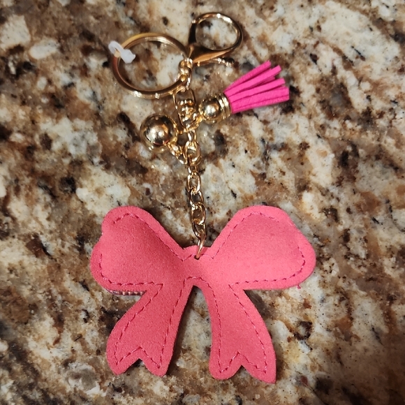 Pink Rhinestone Bow Keychain - Picture 2 of 2